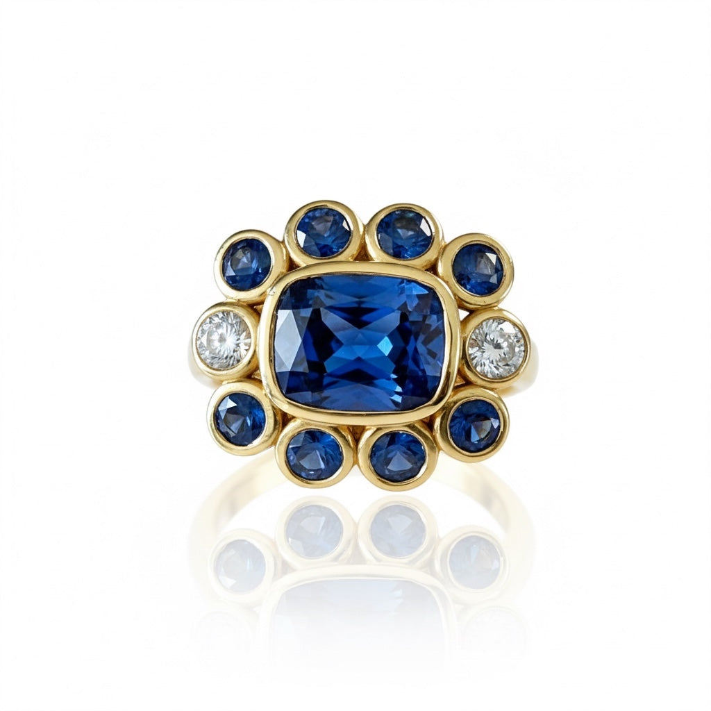 Diamond Sapphire Tanzanite Ring