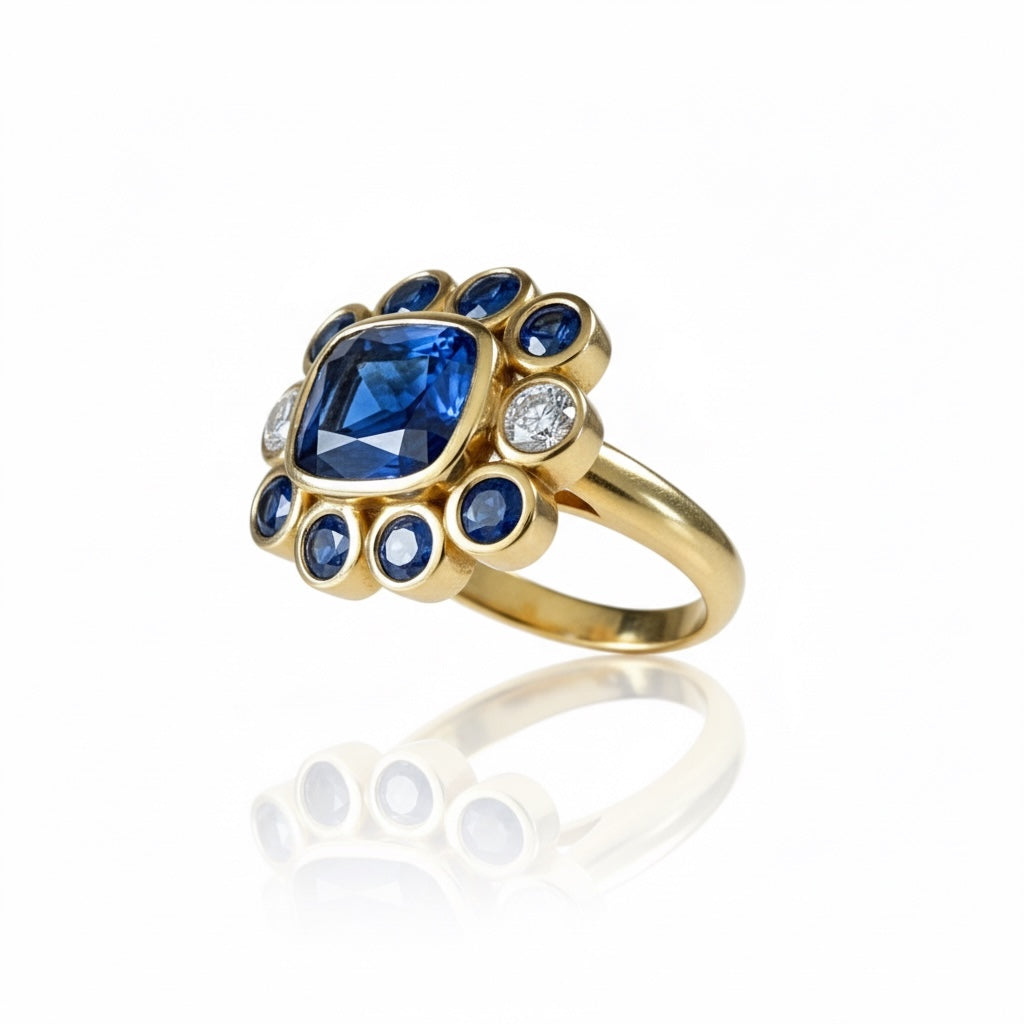Diamond Sapphire Tanzanite Ring