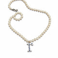 Platinum Pearl and Sapphire R necklace